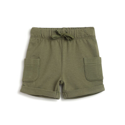 Boys Medium Green Solid Shorts